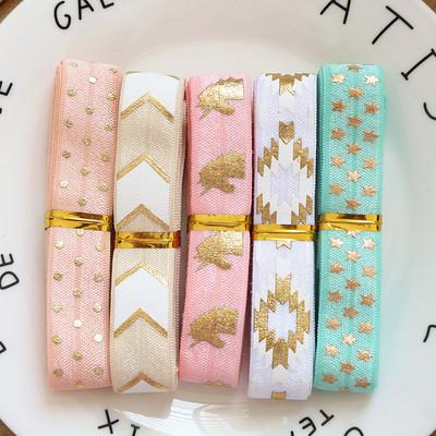 5 jardai / rinkinys 1 jardas vienai spalvai, 16 mm pločio atspausdintas lankstymas ant elastinės priešo juostelės, tamprios juostos, pasidaryk pats, amatų reikmenys