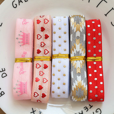 5 jardai / rinkinys 1 jardas vienai spalvai, 16 mm pločio atspausdintas lankstymas ant elastinės priešo juostelės, tamprios juostos, pasidaryk pats, amatų reikmenys