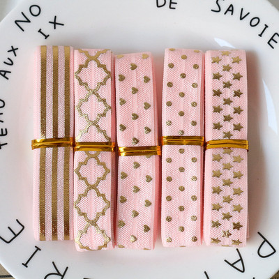 5 jardai / rinkinys 1 jardas vienai spalvai, 16 mm pločio atspausdintas lankstymas ant elastinės priešo juostelės, tamprios juostos, pasidaryk pats, amatų reikmenys