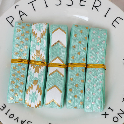 5 jardai / rinkinys 1 jardas vienai spalvai, 16 mm pločio atspausdintas lankstymas ant elastinės priešo juostelės, tamprios juostos, pasidaryk pats, amatų reikmenys