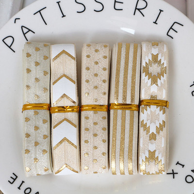 5 jardai / rinkinys 1 jardas vienai spalvai, 16 mm pločio atspausdintas lankstymas ant elastinės priešo juostelės, tamprios juostos, pasidaryk pats, amatų reikmenys