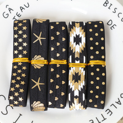 5 jardai / rinkinys 1 jardas vienai spalvai, 16 mm pločio atspausdintas lankstymas ant elastinės priešo juostelės, tamprios juostos, pasidaryk pats, amatų reikmenys