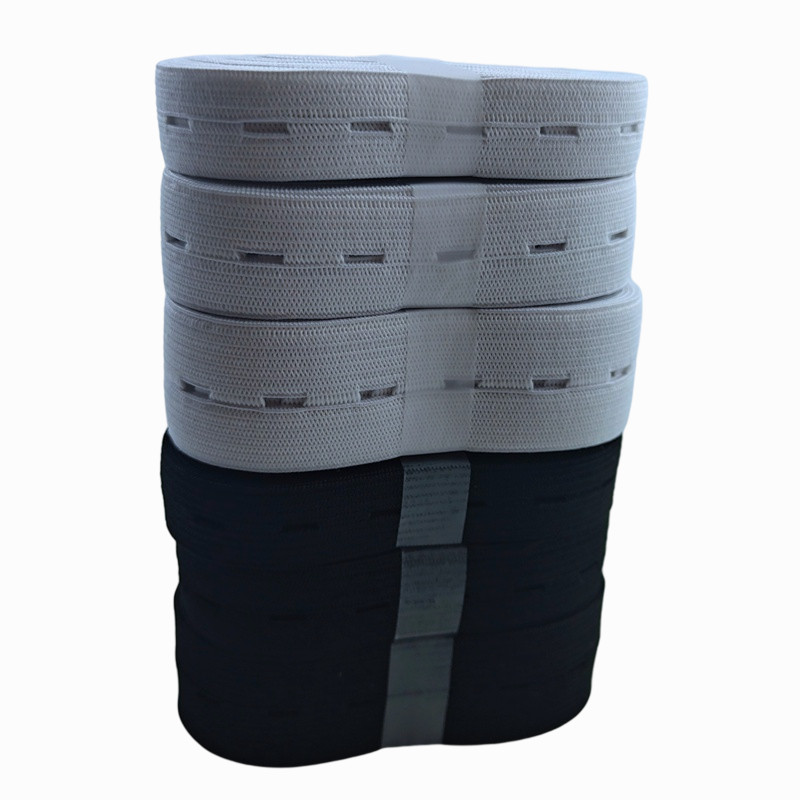 HL 3metrai/10metrai 15/20/25mm pasidaryk pats siuvimo priedai Mygtuko skylutė Trikotažo elastinės juostos Juostelė Juosta Balta/juoda vielos juosta