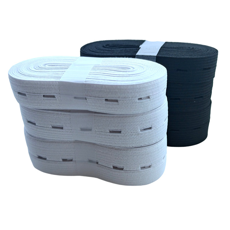 HL 3metrai/10metrai 15/20/25mm pasidaryk pats siuvimo priedai Mygtuko skylutė Trikotažo elastinės juostos Juostelė Juosta Balta/juoda vielos juosta