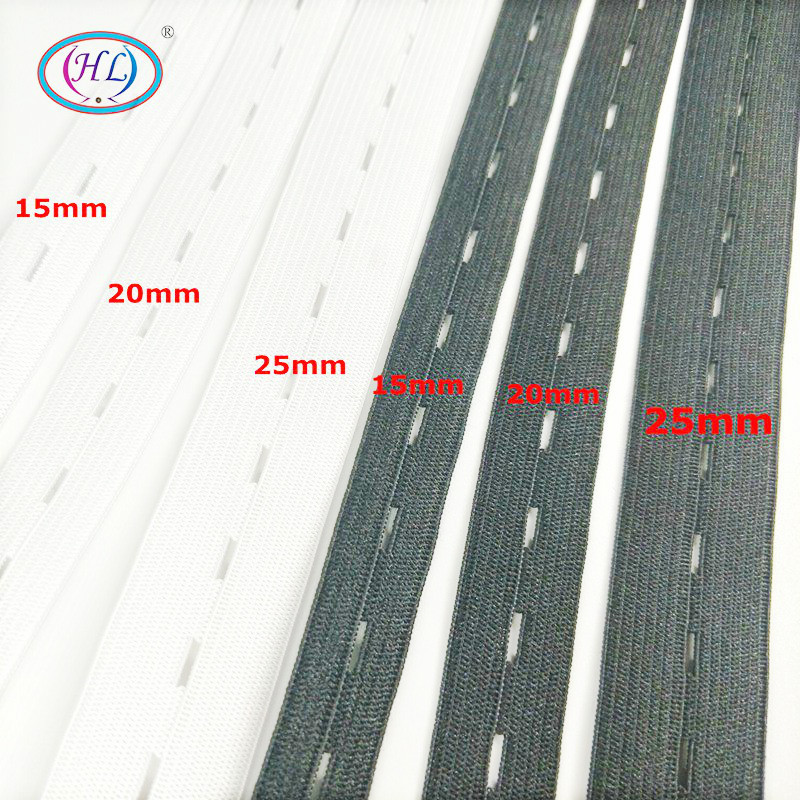 HL 3metrai/10metrai 15/20/25mm pasidaryk pats siuvimo priedai Mygtuko skylutė Trikotažo elastinės juostos Juostelė Juosta Balta/juoda vielos juosta