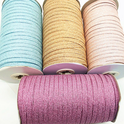 2/5yards/Lot 6mm Elastic Ribbon Gold Wire Glitter Elastic Spandex Band for Trim Sewing Fabric DIY Garment Sewing Accessories