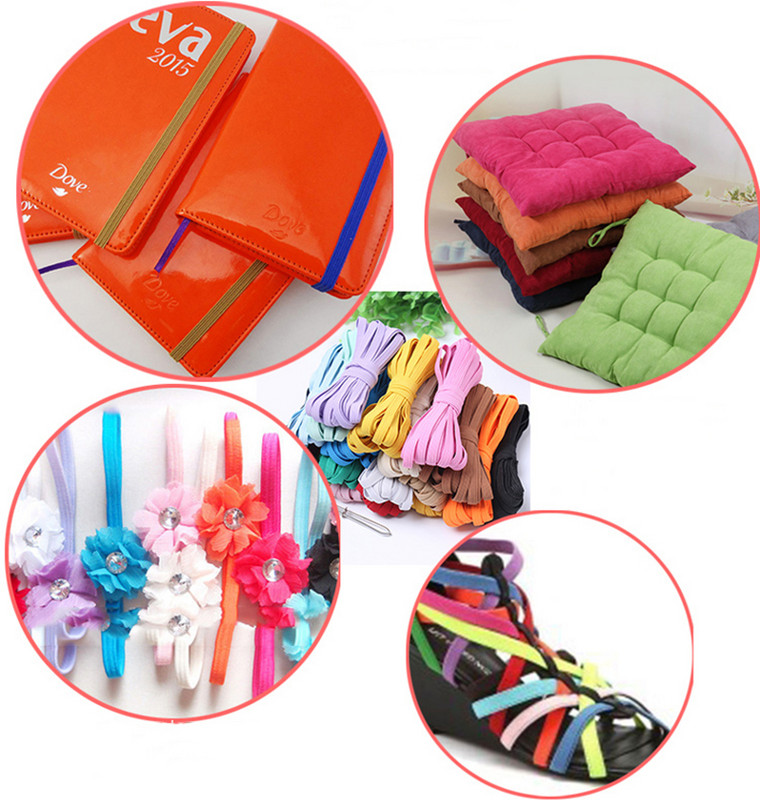 5 jardų 3/6/9 mm kaukė elastinga guminė juosta Fiat spalvinga labai elastinga virvė spandekso juostelė drabužiams juosmens juosta Tampri plaukų virvė