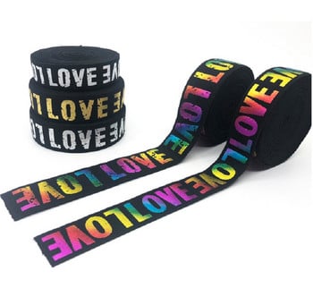 2/3/4cm Ελαστική ταινία εκτύπωσης LOVE Rubber Webbing Classic Pattern Letter Love Ελαστική Ζώνη για Παντελόνια Ρούχα Είδη ραπτικής