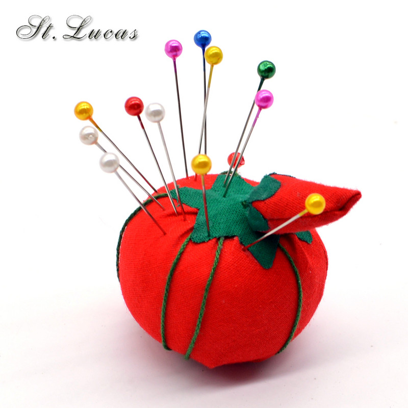 1 vnt. rutulinio pomidoro formos adatos pagalvėlė su elastiniu riešo diržu „pasidaryk pats“ rankdarbių įrankis, skirtas susiūti rankdarbiams.