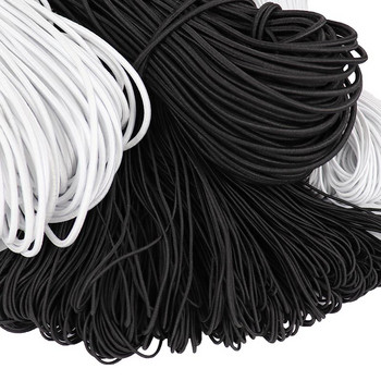 Черно бяла кръгла еластична лента Еластичен шнур Гумена лента Разтегливо въже Лента за Направи си сам шевни аксесоари