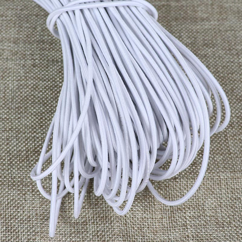 Juoda balta apvali elastinė juosta Elastinis laidas Guminė juosta įtempiama virvių juosta, skirta „pasidaryk pats“ siuvimo priedams