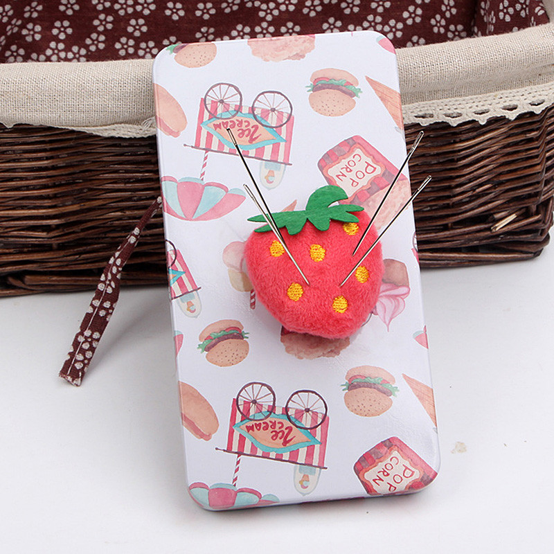 Maasikakujuline käsitsi nõela sisestamise tööriistad Risttihvti padjahoidja Õmblustööd koos magnetiga DIY tarvikud