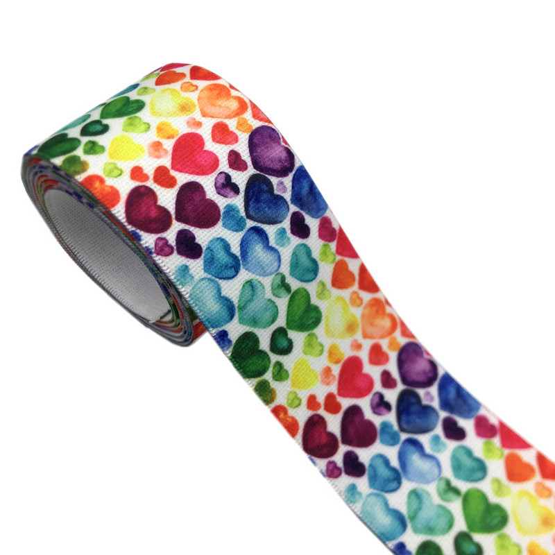 25mm 38mm 1 Meter/Lot Love Heart Print Ένδυμα Μέση Δυνατό ελαστικό πλέγμα DIY Τσάντες ιμάντων ρούχων Αξεσουάρ ραψίματος