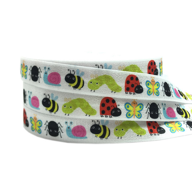 16mm leu de mare imprimeu fluture animal pliat peste bandă elastică bandă de cusut artizanat manual accesorii bricolaj bentiță pentru copii legături de păr