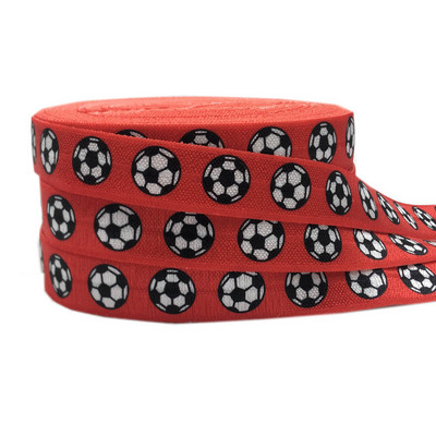 10 jardi 15 mm Nogometni ispis Sport Preklopna elastična rastezljiva traka DIY Djevojke Vezice za kosu Traka Dodaci za glavu Veleprodaja