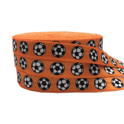 10 jardi 15 mm Nogometni ispis Sport Preklopna elastična rastezljiva traka DIY Djevojke Vezice za kosu Traka Dodaci za glavu Veleprodaja