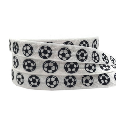 10 jardi 15 mm Nogometni ispis Sport Preklopna elastična rastezljiva traka DIY Djevojke Vezice za kosu Traka Dodaci za glavu Veleprodaja