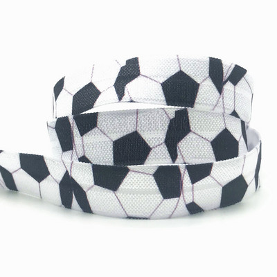 10 jardi 15 mm Nogometni ispis Sport Preklopna elastična rastezljiva traka DIY Djevojke Vezice za kosu Traka Dodaci za glavu Veleprodaja