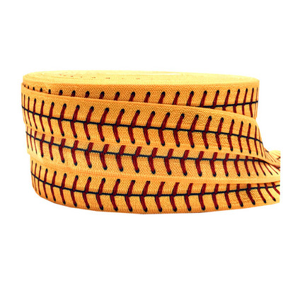 10 jardi 15 mm Nogometni ispis Sport Preklopna elastična rastezljiva traka DIY Djevojke Vezice za kosu Traka Dodaci za glavu Veleprodaja