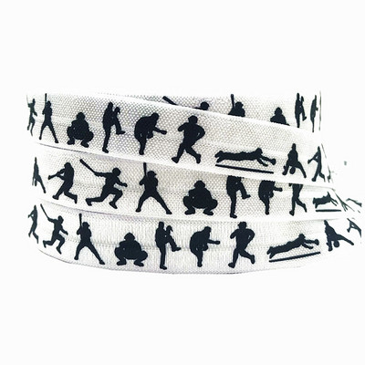 10 jardi 15 mm Nogometni ispis Sport Preklopna elastična rastezljiva traka DIY Djevojke Vezice za kosu Traka Dodaci za glavu Veleprodaja