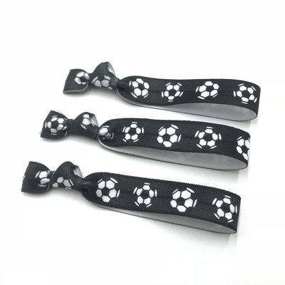 10 jardi 15 mm Nogometni ispis Sport Preklopna elastična rastezljiva traka DIY Djevojke Vezice za kosu Traka Dodaci za glavu Veleprodaja