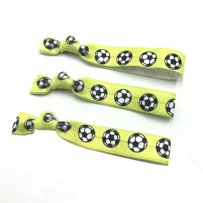 10 jardi 15 mm Nogometni ispis Sport Preklopna elastična rastezljiva traka DIY Djevojke Vezice za kosu Traka Dodaci za glavu Veleprodaja