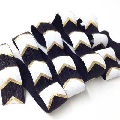 5/8" Big Chevron metallist fooliumprindiga mereväe elastne riba spandex lindi õmblustrill Käevõru rõivatarvikud