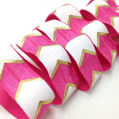 5/8" Big Chevron metallist fooliumprindiga mereväe elastne riba spandex lindi õmblustrill Käevõru rõivatarvikud