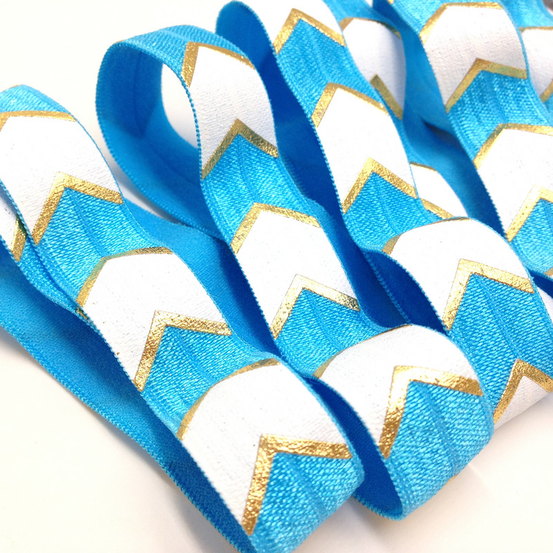 5/8" Big Chevron metallist fooliumprindiga mereväe elastne riba spandex lindi õmblustrill Käevõru rõivatarvikud