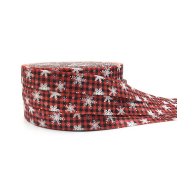 10Y 15mm Happy Christmas Tree Print Fold Over Elastic Stretchy Band Направи си сам момичешки вратовръзки за коса Лента за глава Аксесоари на едро