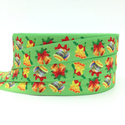 10Y 15mm Happy Christmas Tree Print Voltige üle elastne veniv rihm DIY tüdrukute juuksepaelad Rihm Peapael Aksessuaaride hulgimüük