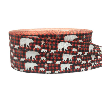 10Y 15mm Happy Christmas Tree Print Voltige üle elastne veniv rihm DIY tüdrukute juuksepaelad Rihm Peapael Aksessuaaride hulgimüük