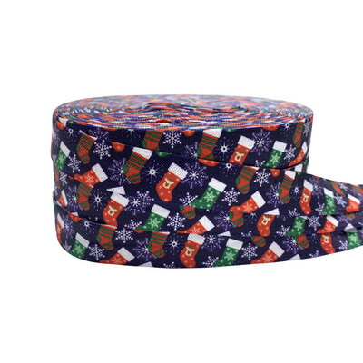 10Y 15mm Happy Christmas Tree Print Voltige üle elastne veniv rihm DIY tüdrukute juuksepaelad Rihm Peapael Aksessuaaride hulgimüük