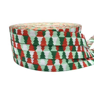 10Y 15mm Happy Christmas Tree Print Voltige üle elastne veniv rihm DIY tüdrukute juuksepaelad Rihm Peapael Aksessuaaride hulgimüük