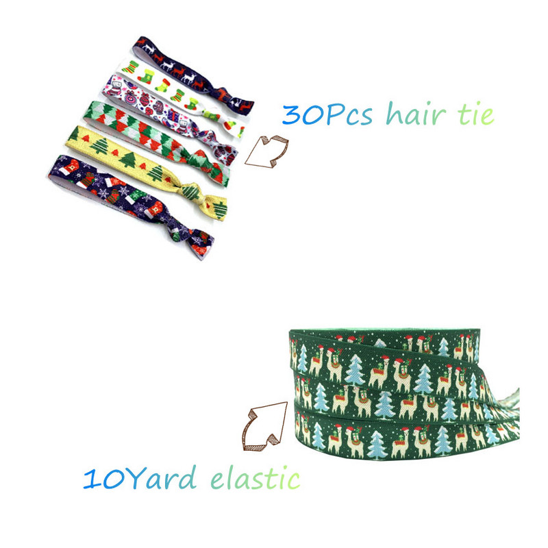10Y 15mm Happy Christmas Tree Print Voltige üle elastne veniv rihm DIY tüdrukute juuksepaelad Rihm Peapael Aksessuaaride hulgimüük