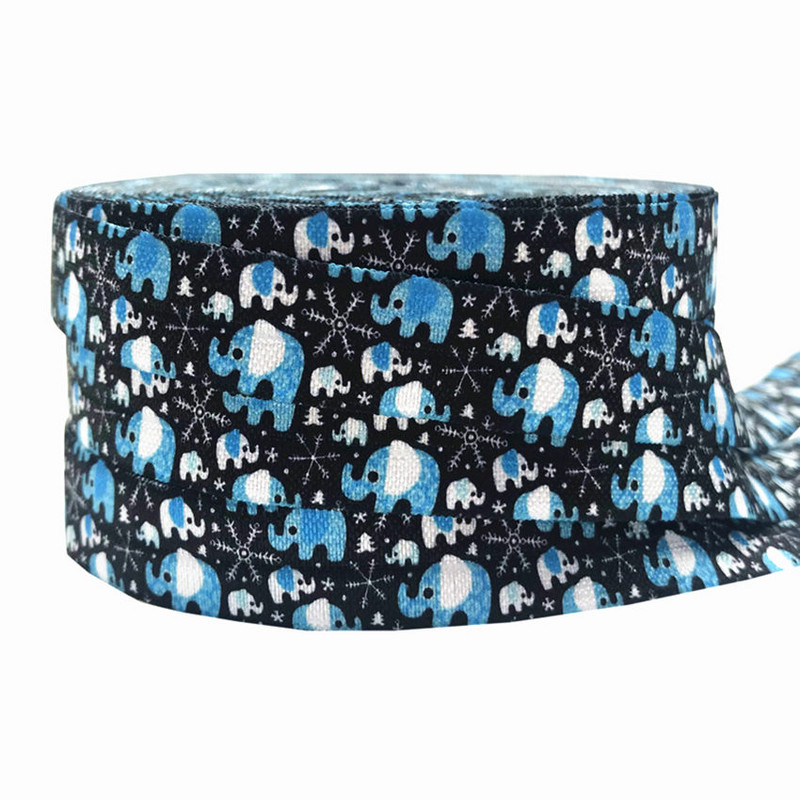 10Y 15mm Happy Christmas Tree Print Voltige üle elastne veniv rihm DIY tüdrukute juuksepaelad Rihm Peapael Aksessuaaride hulgimüük