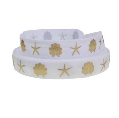 5 Yards/Παρτίδα 5/8 ιντσών (16 MM) Printed Foe Fold Over FOE Elastic Ribbon Stretch Band Diy Crafts for Baby Headband Υλικό
