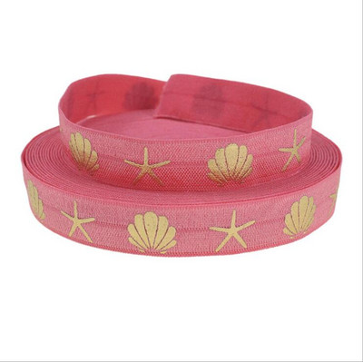 5 Yards/Παρτίδα 5/8 ιντσών (16 MM) Printed Foe Fold Over FOE Elastic Ribbon Stretch Band Diy Crafts for Baby Headband Υλικό