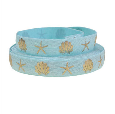 5 Yards/Παρτίδα 5/8 ιντσών (16 MM) Printed Foe Fold Over FOE Elastic Ribbon Stretch Band Diy Crafts for Baby Headband Υλικό