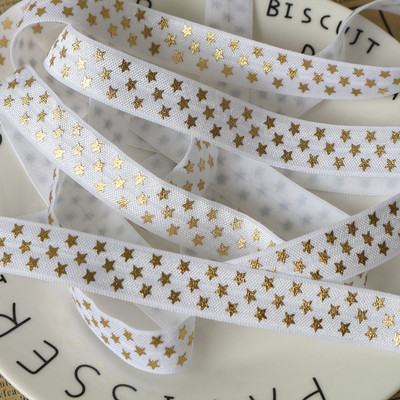 5 Yards/Παρτίδα 5/8 ιντσών (16 MM) Printed Foe Fold Over FOE Elastic Ribbon Stretch Band Diy Crafts for Baby Headband Υλικό