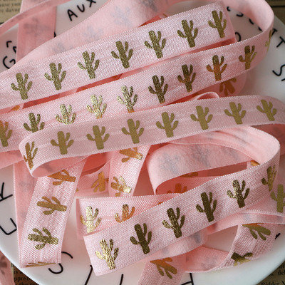 5 Yards/Παρτίδα 5/8 ιντσών (16 MM) Printed Foe Fold Over FOE Elastic Ribbon Stretch Band Diy Crafts for Baby Headband Υλικό