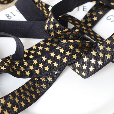 5 Yards/Παρτίδα 5/8 ιντσών (16 MM) Printed Foe Fold Over FOE Elastic Ribbon Stretch Band Diy Crafts for Baby Headband Υλικό