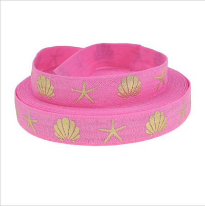 5 Yards/Παρτίδα 5/8 ιντσών (16 MM) Printed Foe Fold Over FOE Elastic Ribbon Stretch Band Diy Crafts for Baby Headband Υλικό
