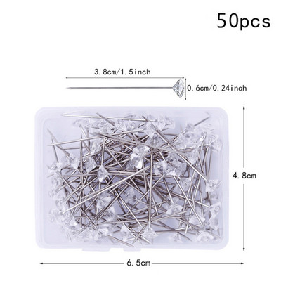 IMZAY 50/100 tk/karp 6*38mm sädelevad teemantnõelad, kristallpeaga nööpnõelad Wedding Corsage Boutonniere nõelapatjadega