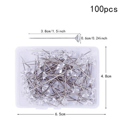 IMZAY 50/100 tk/karp 6*38mm sädelevad teemantnõelad, kristallpeaga nööpnõelad Wedding Corsage Boutonniere nõelapatjadega