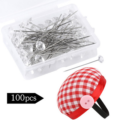 IMZAY 50/100 tk/karp 6*38mm sädelevad teemantnõelad, kristallpeaga nööpnõelad Wedding Corsage Boutonniere nõelapatjadega