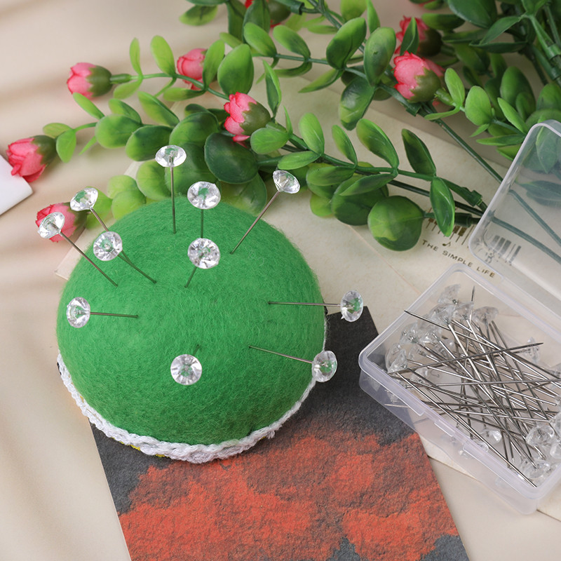 IMZAY 50/100 tk/karp 6*38mm sädelevad teemantnõelad, kristallpeaga nööpnõelad Wedding Corsage Boutonniere nõelapatjadega