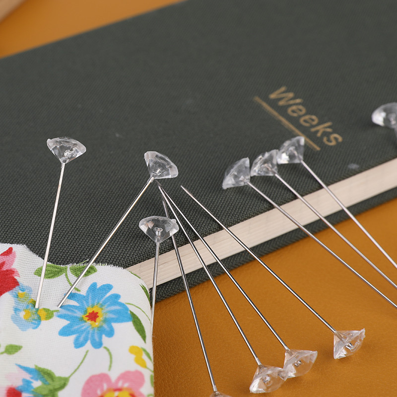 IMZAY 50/100 tk/karp 6*38mm sädelevad teemantnõelad, kristallpeaga nööpnõelad Wedding Corsage Boutonniere nõelapatjadega