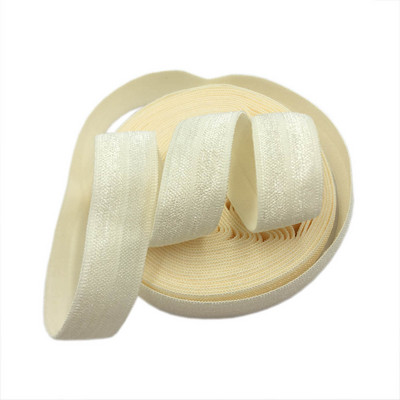 15 mm jednobojna, šarena, sjajna preklopna elastična FOE spandex traka, dječja vezica za kosu, haljina s čipkom, šivanje 5/8"