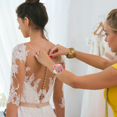 2tk nööpnõelapadi Lilleline randmenõelapadjad Kantavad nõelapadjad Õmblustööriistad õmblemiseks rätsepariide joonlaud